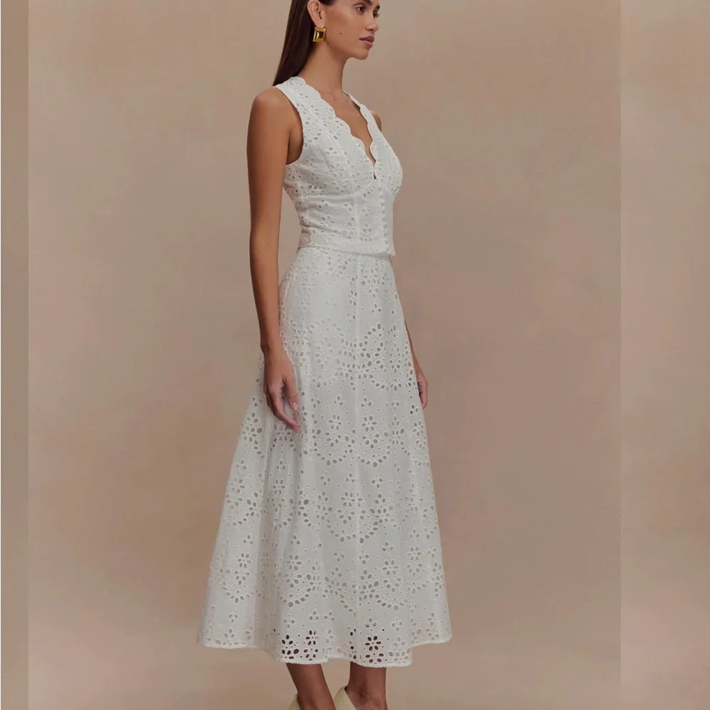 Meshki White Eyelet Midi Dress - Picture 3 of 6
